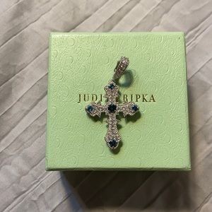 Judith Ripka Sterling Silver Blue Topaz Cross